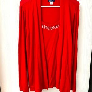 This is a beautiful red cardigan…. size M
